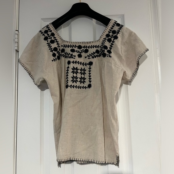 NEW MARIA MARIA HECHO EN MEXICO Linen embroidered top Size S Anthropologie - Picture 7 of 7